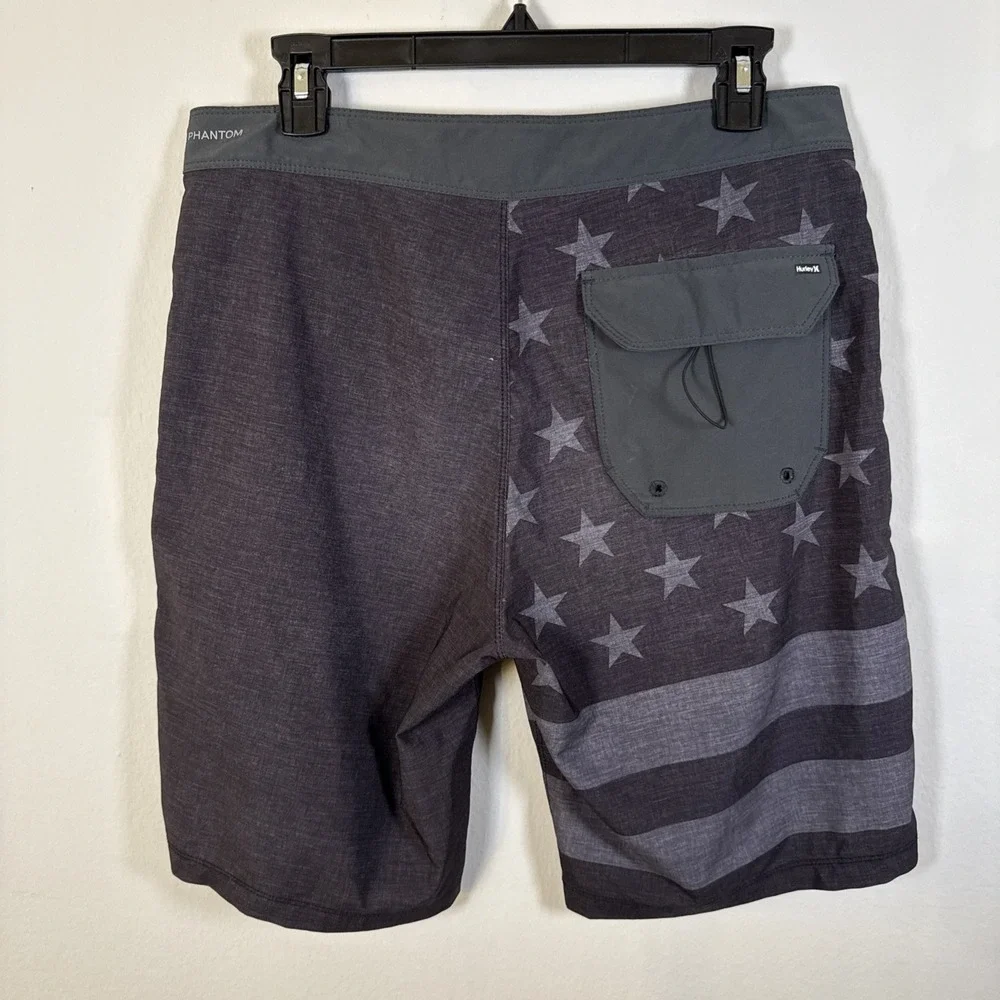 HURLEY BOARDSHORTS MENS 31 GRAY USA STARS‎ & STRIPES